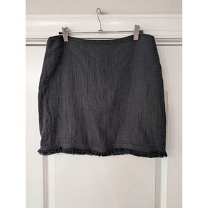 Madewell Womens Charcoal Black Textured Gauze Fringe Mini Skirt Size 8 casual